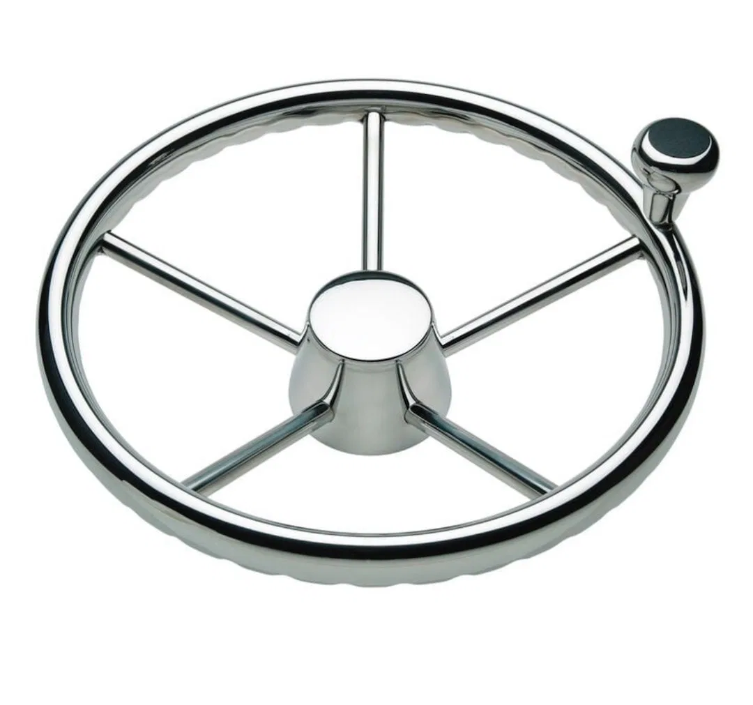 562-13-A – GRANT Steering Wheel, 13-1/2 Inch Diameter 5 Spoke Stainless Steel Grip Stainless Steel Spokes Without Cru...